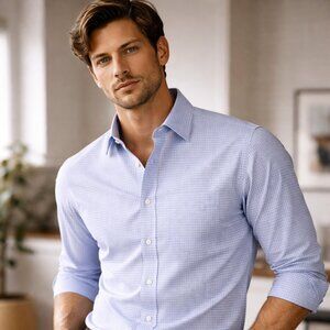 Brooks Brothers 1818 Blue Gingham Dress Shirt – 17.5 / 35 – Regular Fit